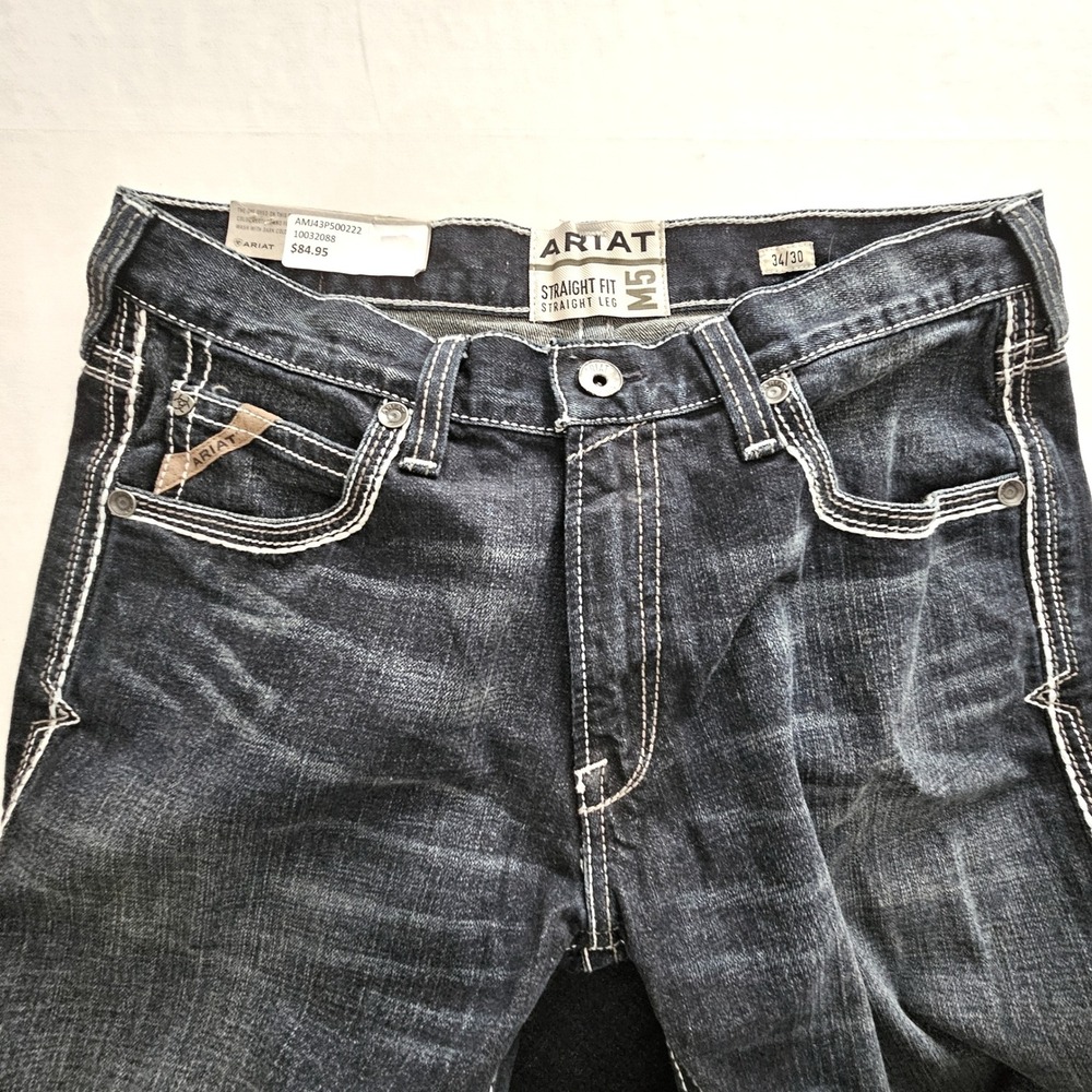 Ariat M5 Straight Fit Straight Leg Jeans Mens 34x30 Dark Wash Stretch Denim NWT